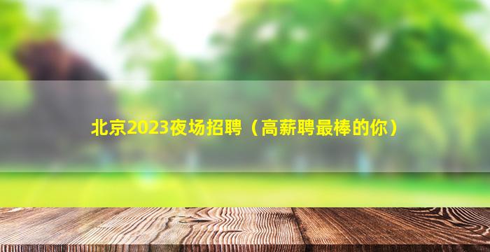 北京2023夜场招聘（高薪聘最棒的你）